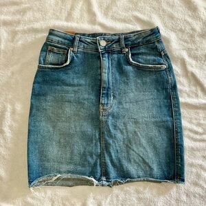Zara Blue Denim Mini Skirt woman’s size XS trafaluc Trf Y2K jeans boho cowgirl